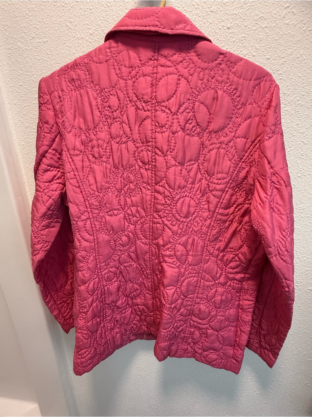 Sigrid Olsen Pink Quilted Jacket With Pockets & Snaps 100% Silk Sz(L) - Picture 3 of 7